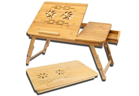 Stolik Pod Laptopa Składany Mobilny Regulowany Bambusowy